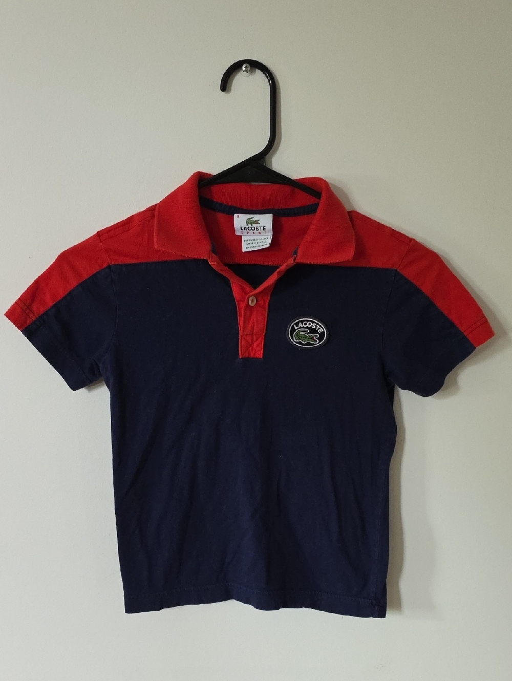 Lacoste Kids Navy Polo with Red Accents, Size 8